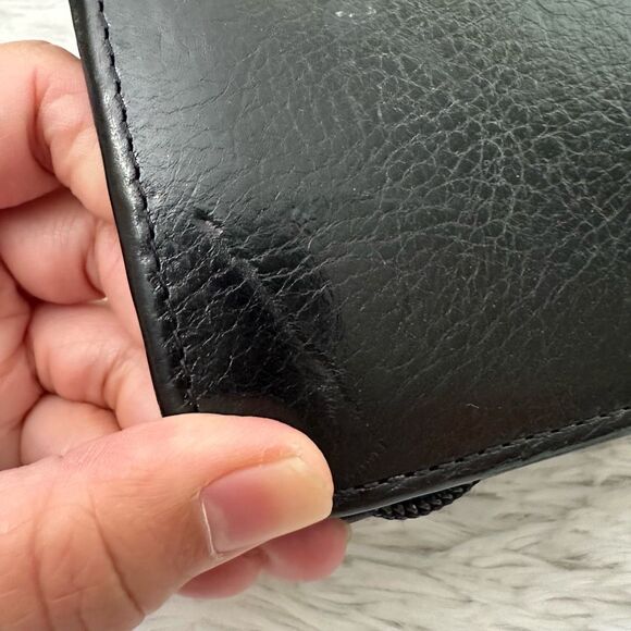 Brighton Black Leather Binder with Croc Emboss and Silver Decorative Clasp - Picture 12 of 13